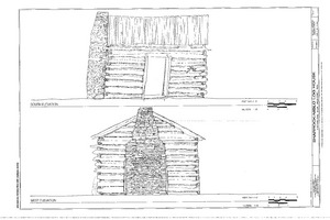 West and South Elevation - Sharrock-Niblo Farm, Log House, Grady Niblo Road, Dallas, Dallas County, TX HABS tx-3535-A (sheet 4 of 5)