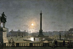'Trafalgar Square by Moonlight', c1865 MoL