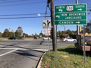 2020-10-09 15 09 27 View north along Middlesex County Route 535 (Half Acre Road) at U.S. Route 130 in Cranbury Township, Middlesex County, New Jersey