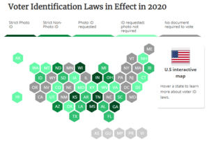 2020 Voter ID law map