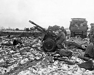 2nd Infantry Division artillery fires a 25-pounder
