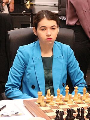 Aleksandra Goryachkina - Tan Zhongyi, Women's Candidates Tournament 2024 01 (cropped).jpg
