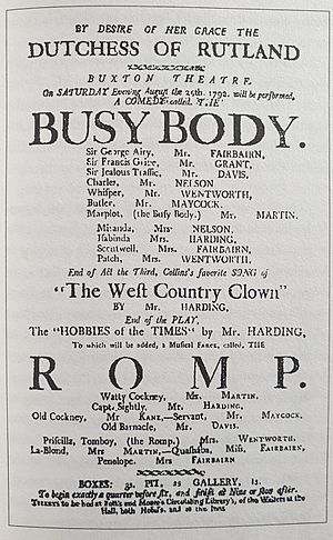 Buxton Theatre Playbill 25 August 1792