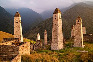 Caucasus, Ingushetia, Ингушские боевые и смотровые башни, горы Кавказа
