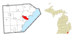 Location within Monroe County and the state of Michigan