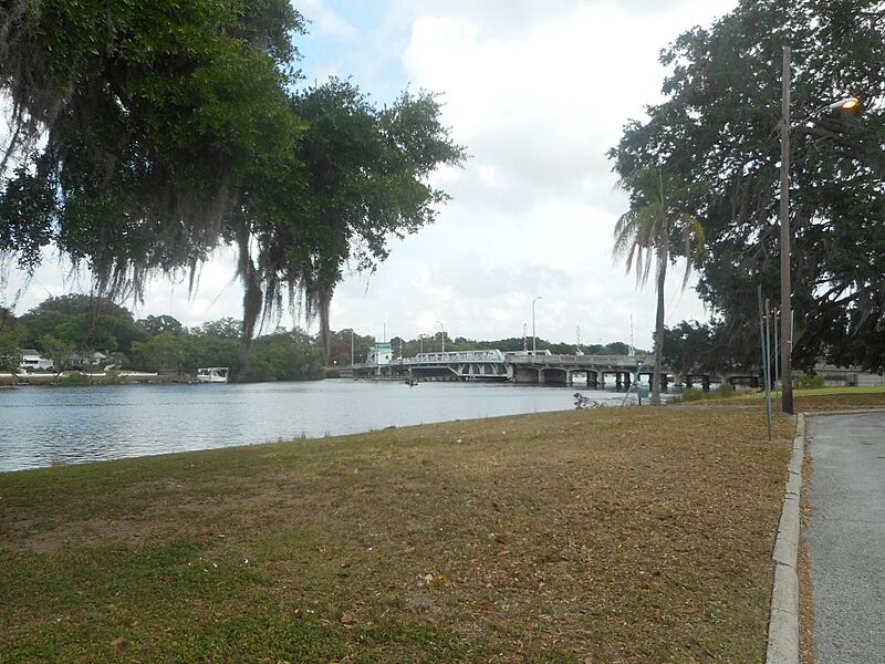 Columbus Drive Swing Span Bridge from Riverside Garden Park-2