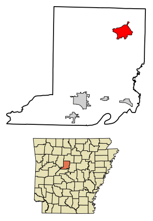 Location of Center Ridge in Conway County, Arkansas.