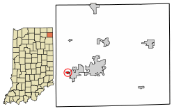Location of Altona in DeKalb County, Indiana.