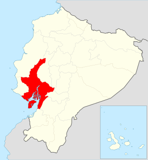 Location of Guayas in Ecuador.