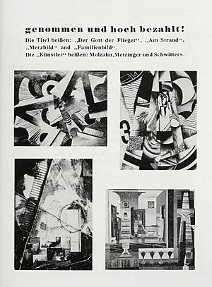 Entartete Kunst, Degenerate Art exhibition catalogue, 1937, p. 23, Johannes Molzahn, Jean Metzinger, Kurt Schwitters