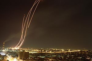 Flickr - Government Press Office (GPO) - Patriot missiles being launched to intercept an Iraqi Scud missile
