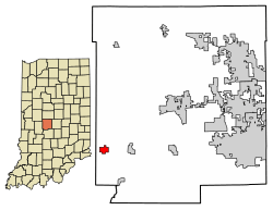 Location of Coatesville in Hendricks County, Indiana.