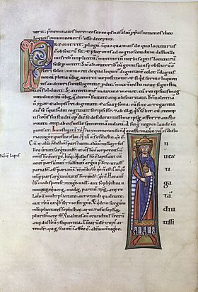 Herrscherminiatur einer Handschrift aus dem 12. Jahrhundert