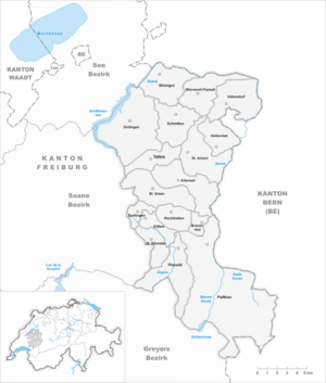 Karte Gemeinden des Bezirks Sense 2017