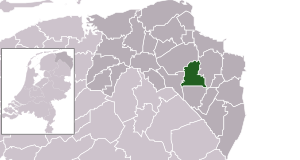 Highlighted position of Menterwolde in a municipal map of Groningen