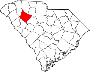 Map of South Carolina highlighting Laurens County