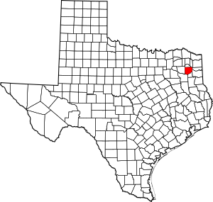 Map of Texas highlighting Upshur County
