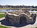 Mosaics and pond at Long Prairie's Harmony Park