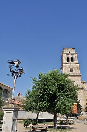 Panoramic view of the town and the church,
