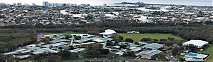 Mountain Creek State High School (foreground) looking over Mooloolaba to the Coral Sea, 2019