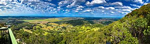 Panorama from Mount Ninderry towards Coolum, 2018