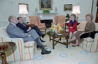 President Ronald Reagan, Nancy Reagan, President Gerald Ford, and Betty Ford