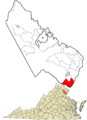 Prince William County Virginia incorporated and unincorporated areas Quantico Base highlighted
