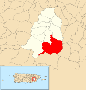 Location of Quebrada Arenas within the municipality of San Lorenzo shown in red