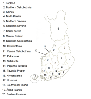 Regions in Finland (old map before 2011)