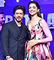 Shah Rukh Khan, Deepika Padukone, John Abraham attend the press conference and success celebration of Pathaan 1 (cropped)