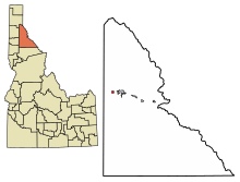 Location of Pinehurst in Shoshone County, Idaho.