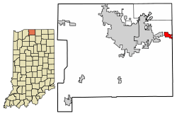 Location of Osceola in St. Joseph County, Indiana.