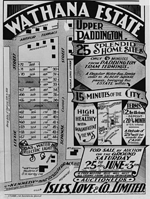 StateLibQld 1 106636 Land Sale map of the Wathana Estate in Paddington, Brisbane, 1927