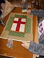 Tapestry work in Stanwell Church