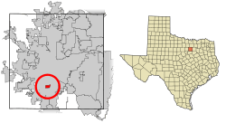 Location of Edgecliff Village in Tarrant County, Texas