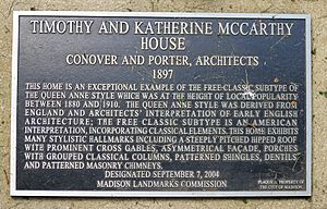 Timothy C. and Katherine McCarthy House - plaque