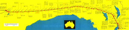 Trans-Australian Railway map provided to passengers circa 1960