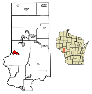 Location of Arcadia in Trempealeau County, Wisconsin.