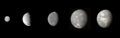 Uranian moon montage, albedo corrected