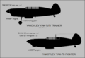 Yakovlev Yak-7UTI and Yak-7B side-view silhouettes