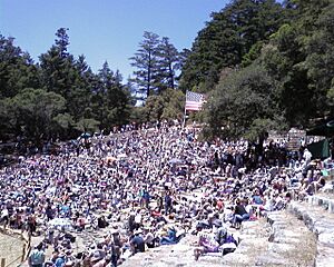 A large crowd at Cushing Memorial Amphitheater