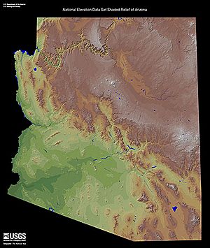 Defiance Plateau, south of Chinle Valley, and east-northeast of Painted Desert-(light tan & arc-shaped)(Puerco River & valley, from New Mexico attached at southeast of desert) (see 3rd, watershed map)