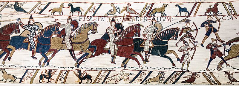 Bayeux Tapestry scene51 Battle of Hastings Norman knights and archers