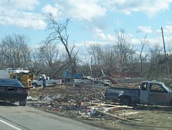 Post office, destroyed by a tornado, in Castalian Springs, Tennessee, 2008