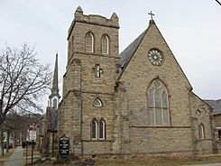 Photograph of a gothic revival stone church building