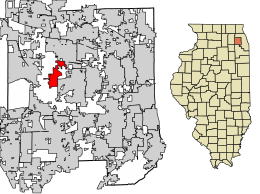 Location of Winfield in DuPage County, Illinois.