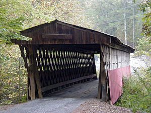 Oneonta is home to the Easley Covered Bridge, a county-owned, 95-foot (29 m) town lattice truss bridge built in 1927. Its WGCB number is 01-05-12.