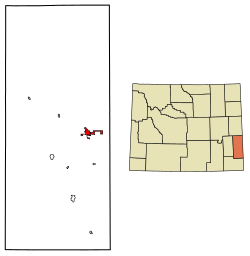 Location of Torrington in Goshen County, Wyoming.