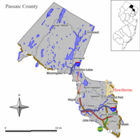 Map of Hawthorne in Passaic County. Inset: Location of Passaic County highlighted in the State of New Jersey.
