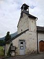 Jouers (Accous, Pyr-Atl, Fr) chapelle Saint-Saturnin, clocher et cadran solaire